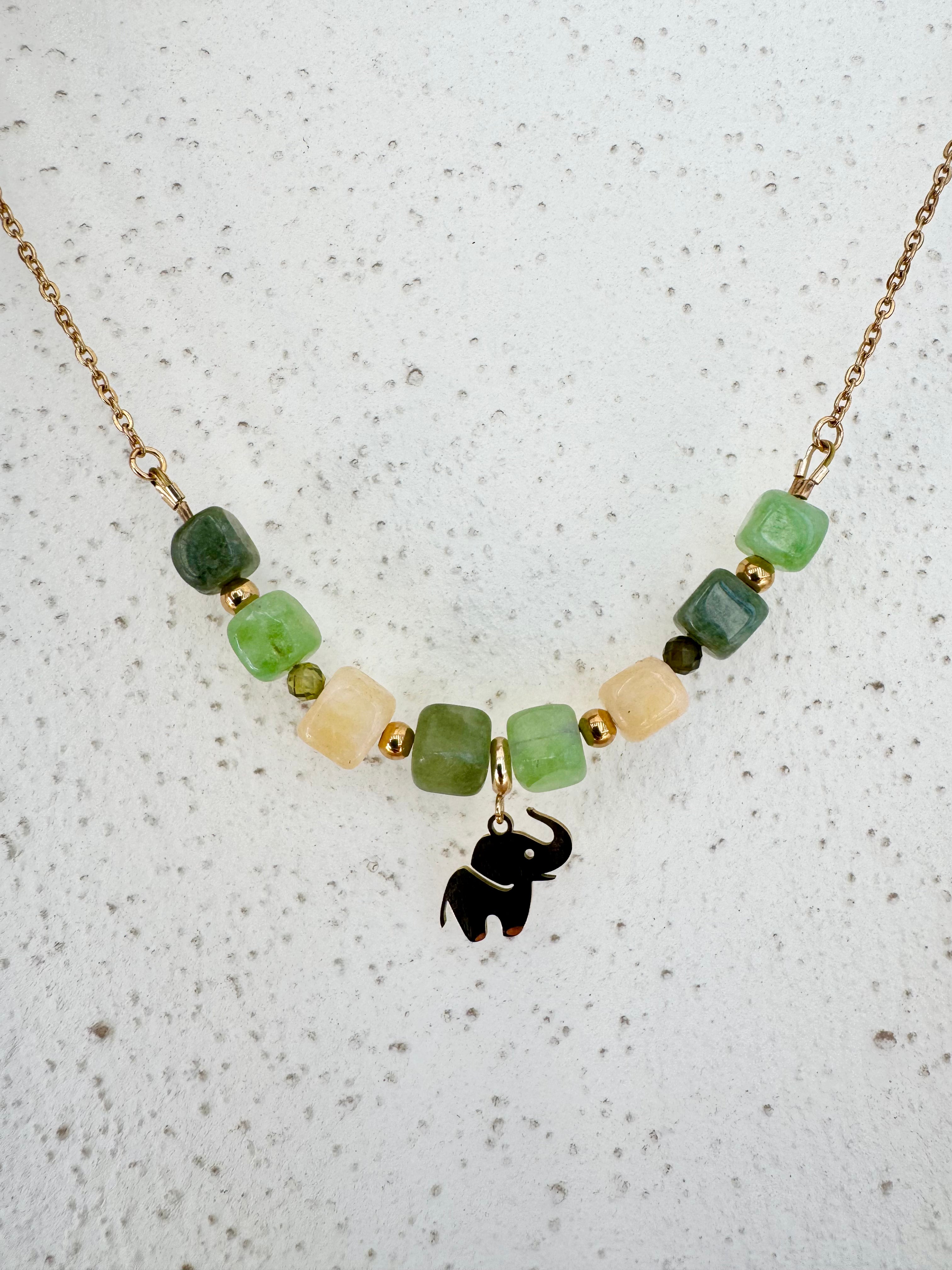 Unakite Pendente Pietra Naturale a forma di Elefante Unakite Pendente Pietra Naturale a forma di Elefante