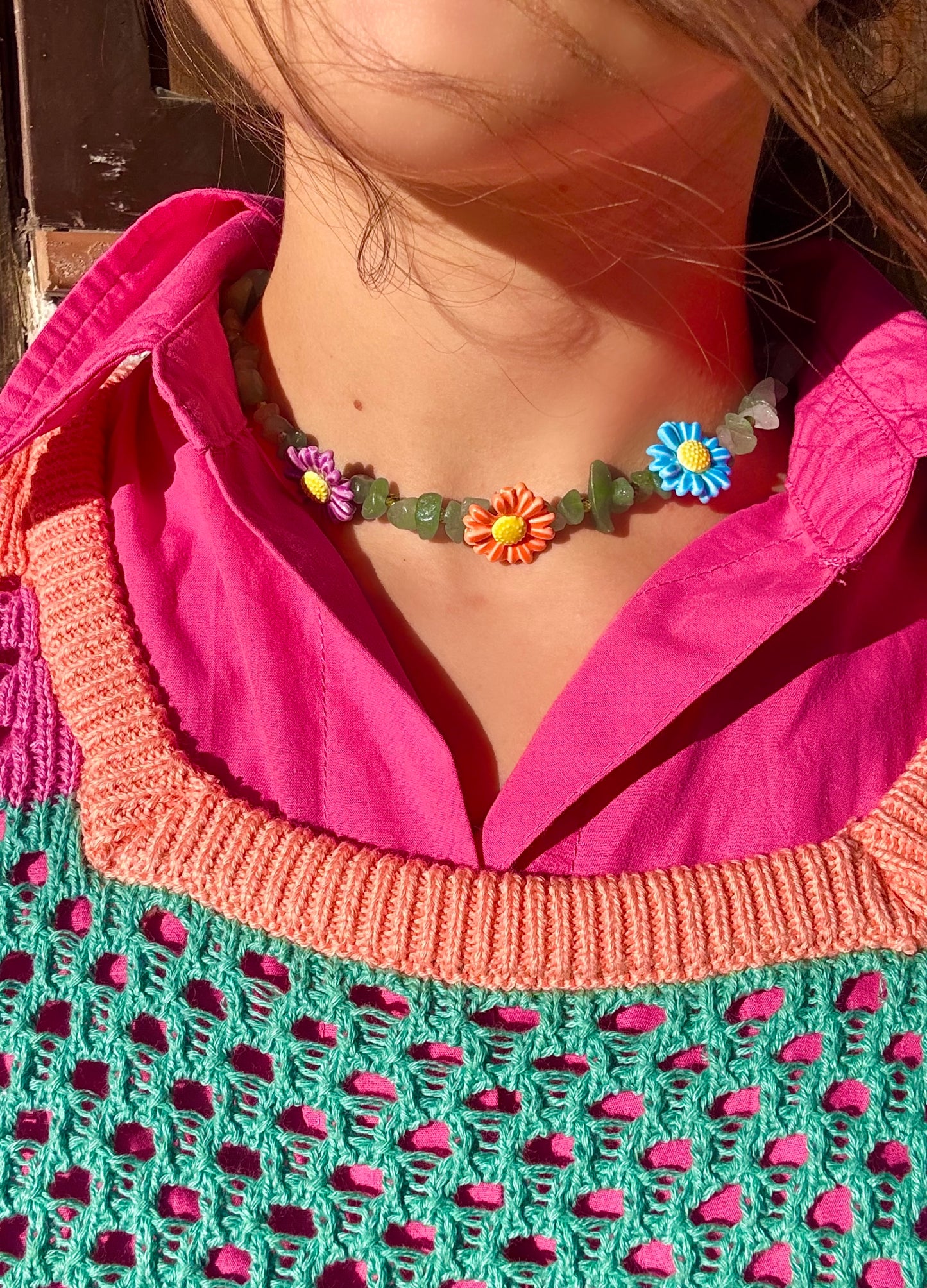 Collana girocollo Margherita verde