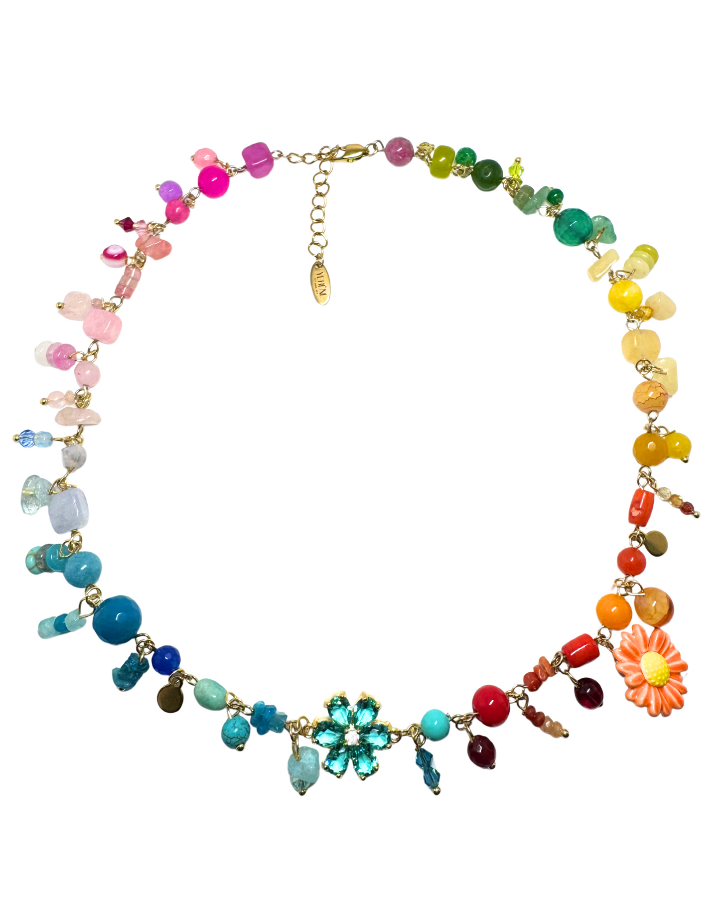 Collana Fiore Arcobaleno con pietre e ciondoli