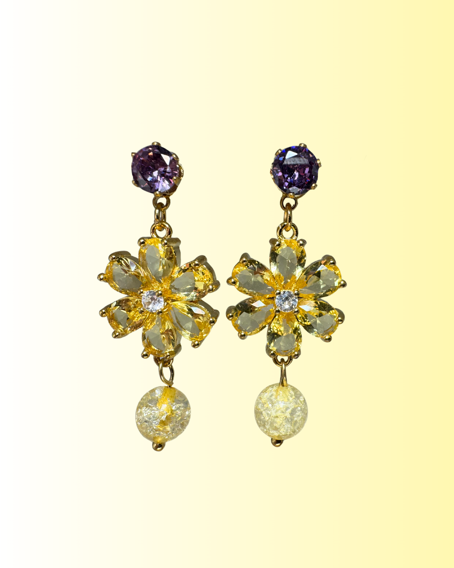 Orecchini fiore giallo pendente
