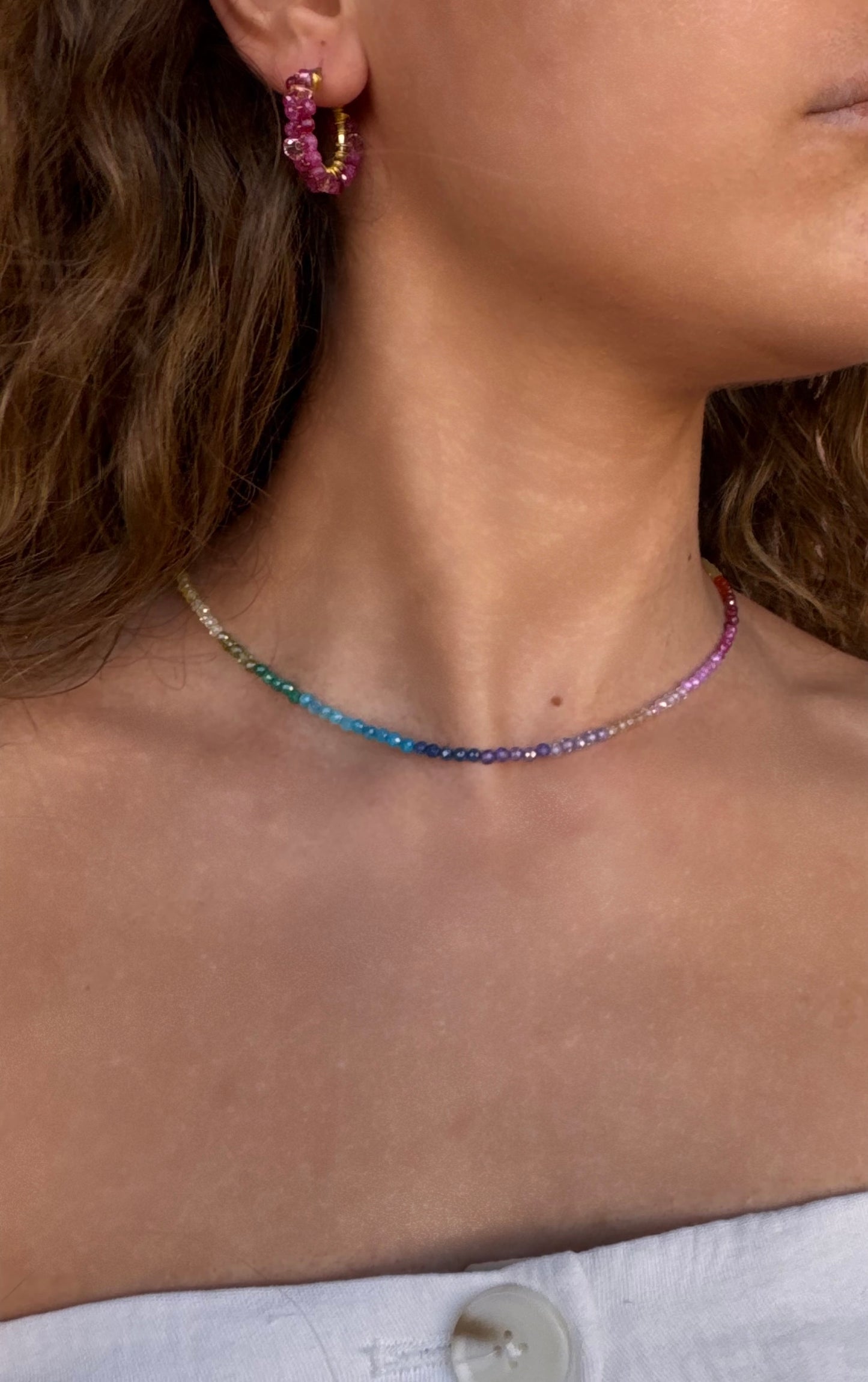 Collana girocollo Raimbow zirconi naturali