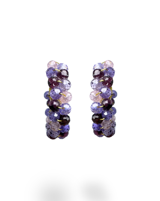 Orecchini cerchio con zirconi purple