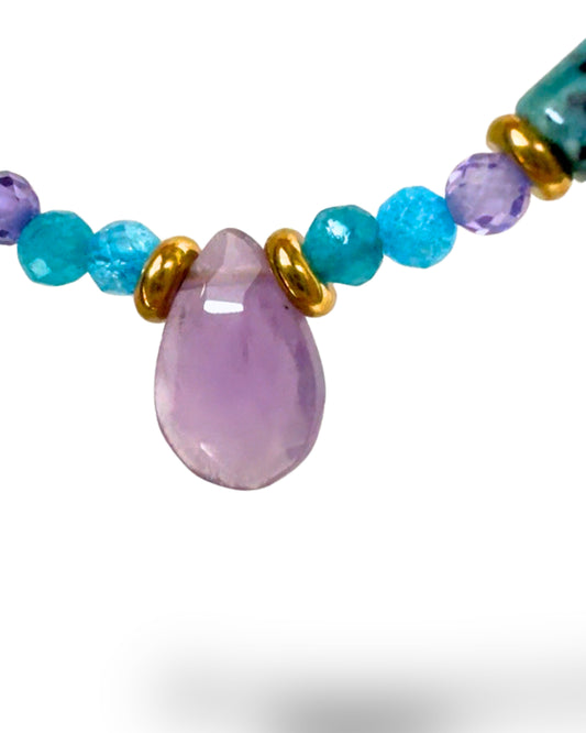 Collana girocollo Azuriel turchese e lilla