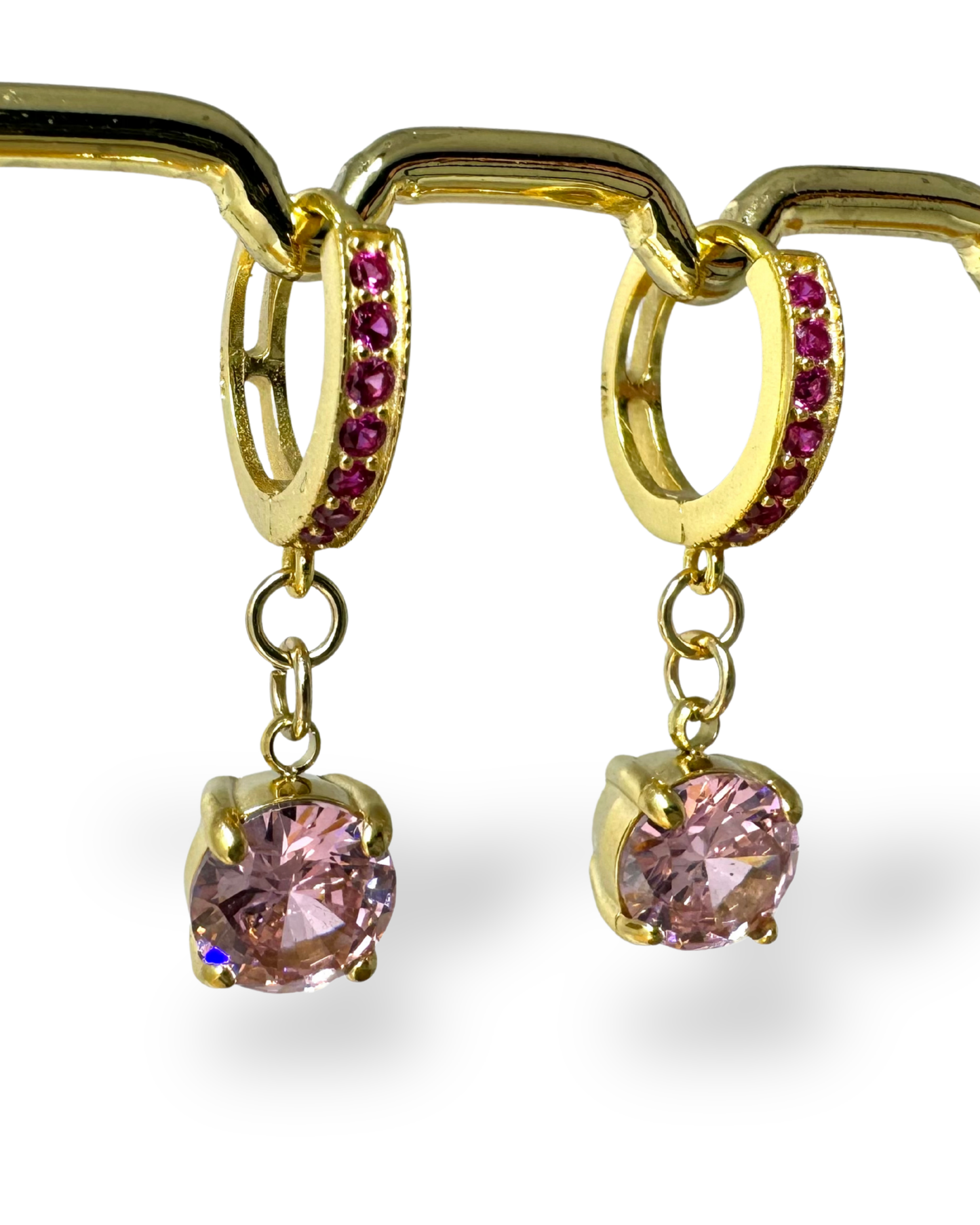 Orecchini Nour rosa cerchietti e zircone