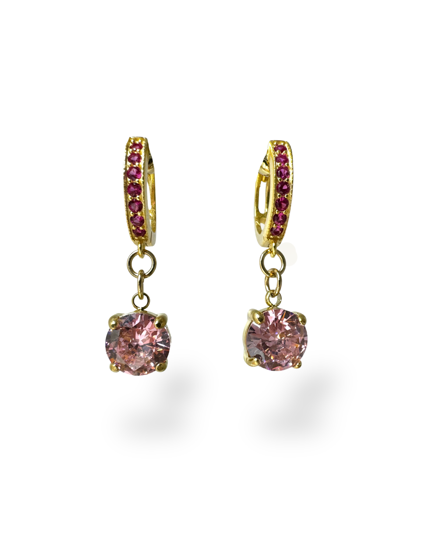 Orecchini Nour rosa cerchietti e zircone