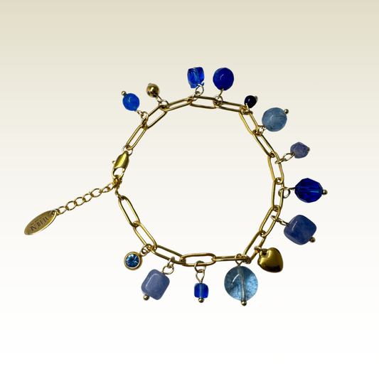 Bracciale Hala con pietre blu pendenti