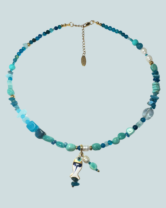 Collana Oceano in pietre naturali azzurre