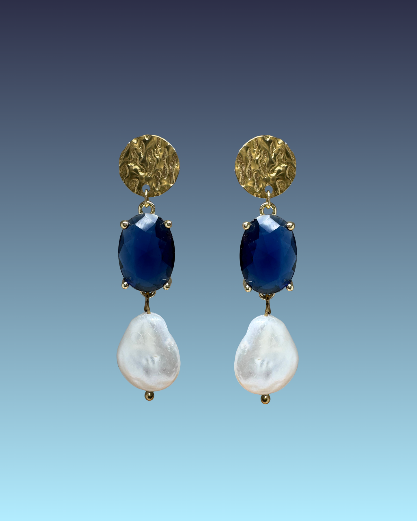 Orecchini pendenti Sapphire e perla naturale
